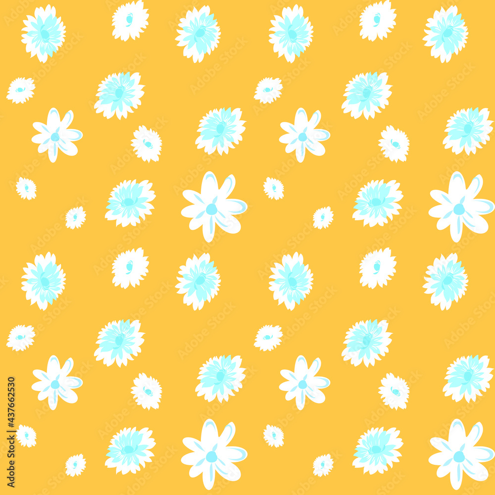 Seamless leaves with vector flower Pattern on Background Seamless leaves with vector flower Pattern on Background
