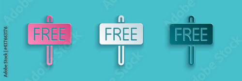 Paper cut Free icon isolated on blue background. Paper art style. Vector