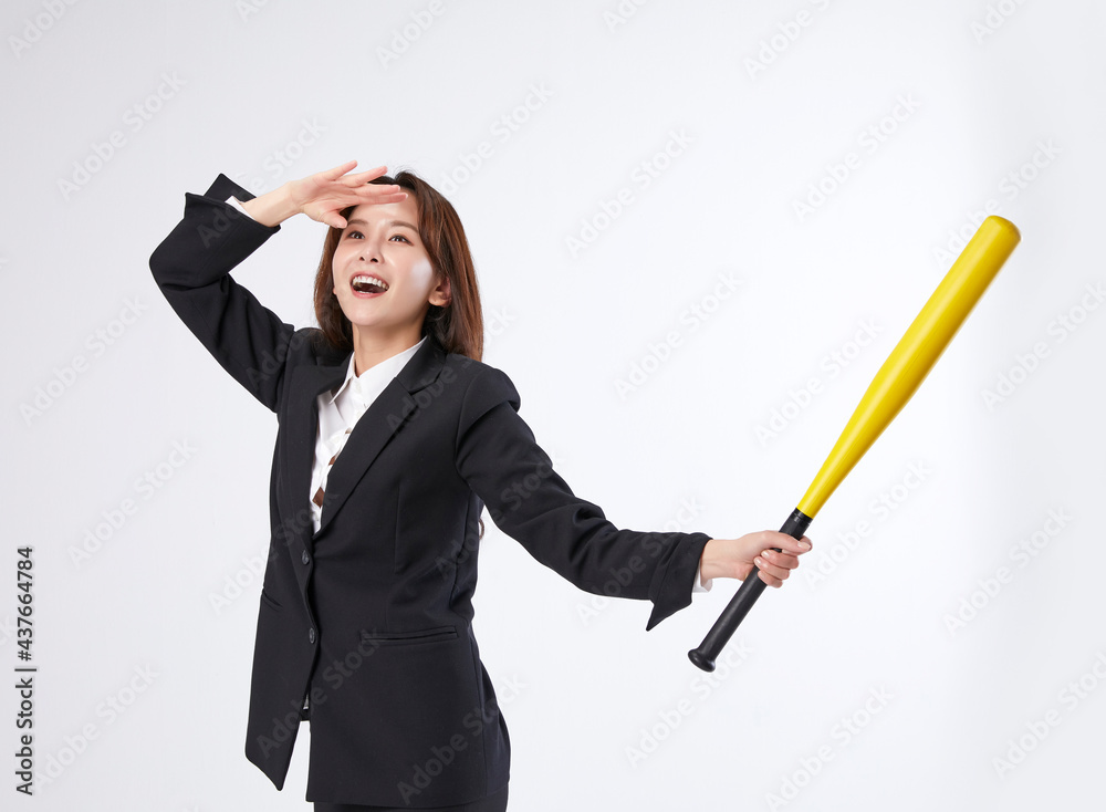 배트를 든 비지니스우먼 배트를 든 비지니스우먼