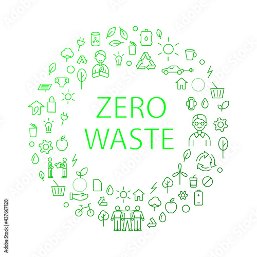 Zero waste idea gradient vector icon. Save the planet. Go green, Conceptual frame linear illustration