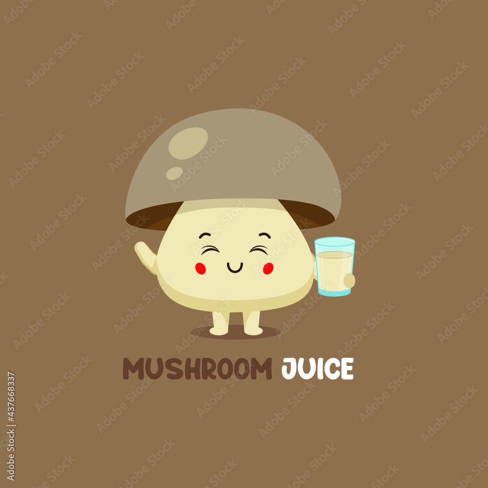 Cute Smiling Mushroom Juice Character Cute Smiling Mushroom Juice Character