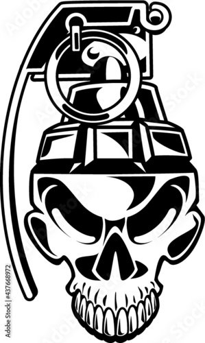 skull with hand grenade top