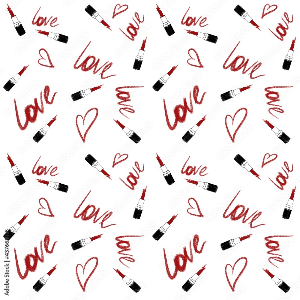 Red lipstick seamless pattern Red lipstick seamless pattern