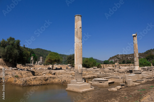 View of an ancient Greek sanctuary on the coast of Ionia called 