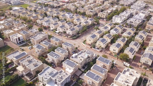 Neighborhoods houses. Aerial view of residential houses suburb. 