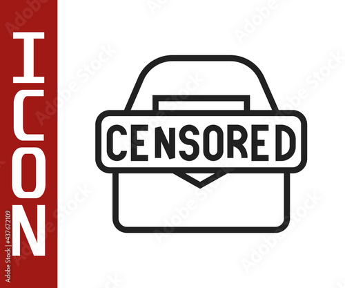 Black line Censored stamp icon isolated on white background. Vector