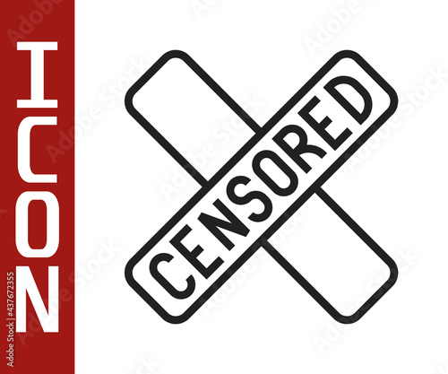 Black line Censored stamp icon isolated on white background. Vector