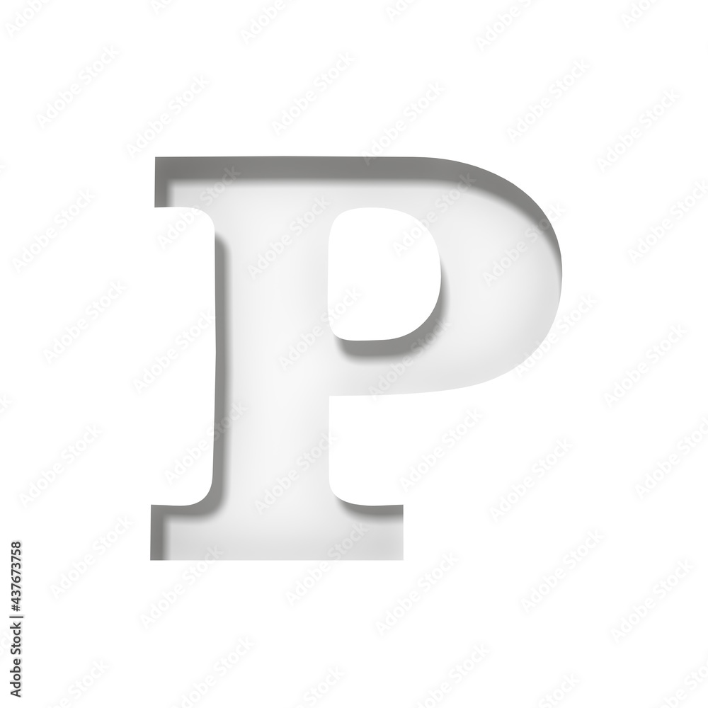 P letter white sign stencil cut out design alphabet capital letter 3d rendering illustration P letter white sign stencil cut out design alphabet capital letter 3d rendering illustration