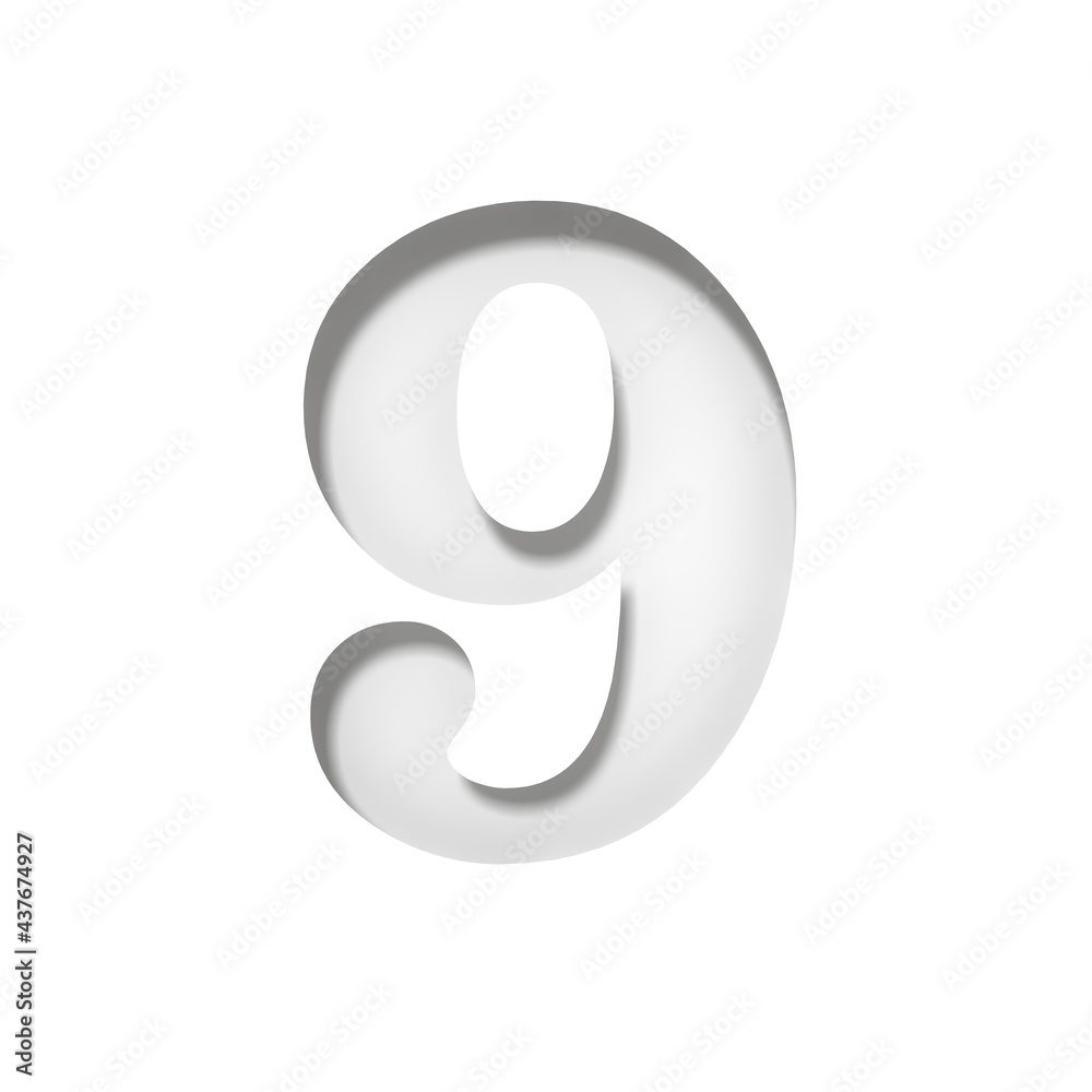 9 nine number white sign numeral digit cut out stencil 3d rendering 9 nine number white sign numeral digit cut out stencil 3d rendering