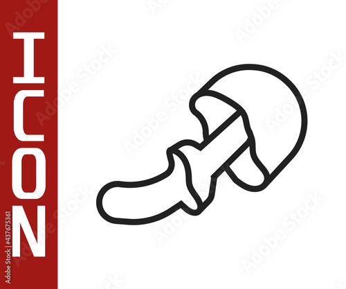 Black line Psilocybin mushroom icon isolated on white background. Psychedelic hallucination. Vector