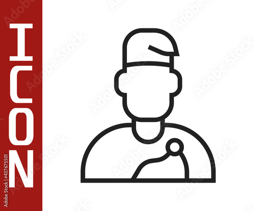 Black line Wizard warlock icon isolated on white background. Vector