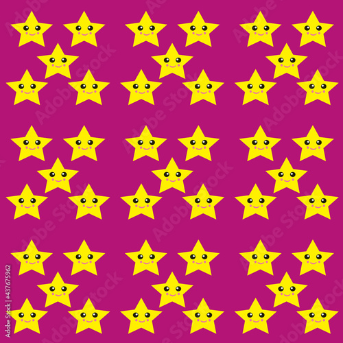 Pattern of funny stars on a colored background