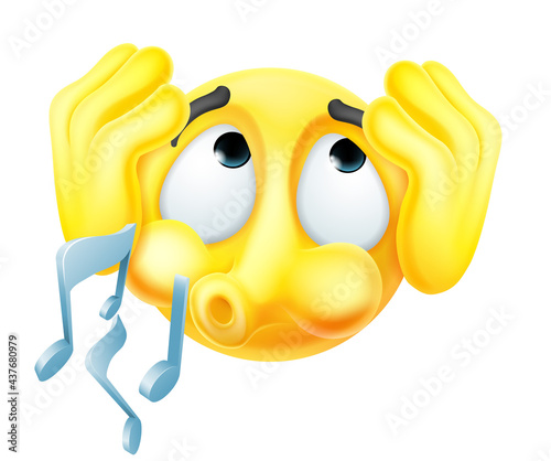 Emoticon Emoji Ignoring Covering Ears Whistling