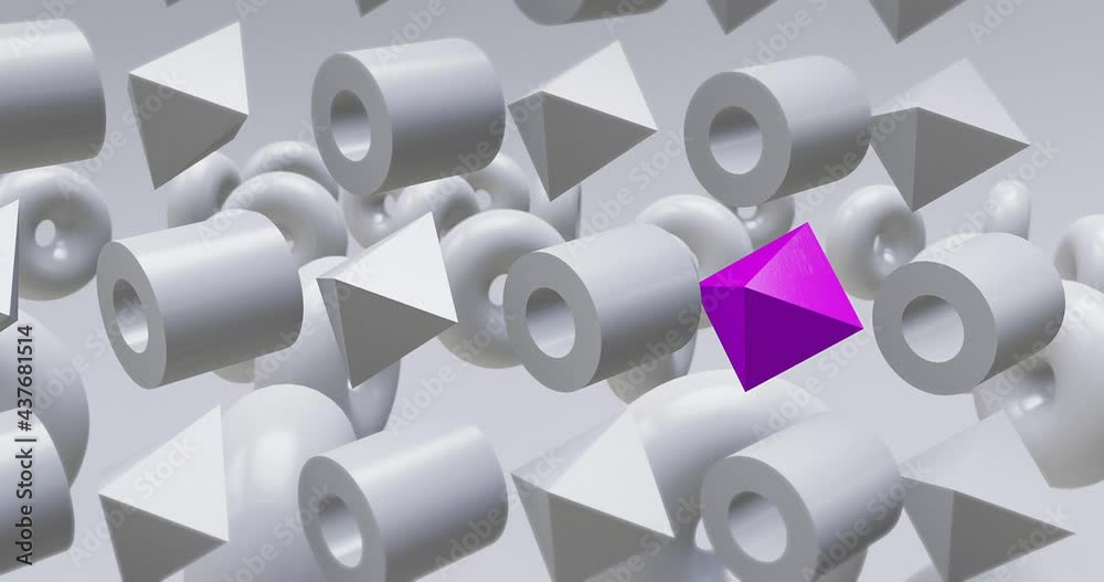 Minimal 3d art. Animated geometric figures in abstraction. Trendy color combination, dynamics, loop motion, 4k video.