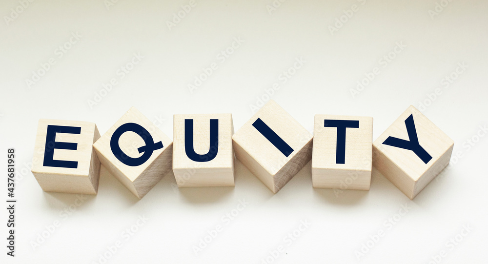 Obraz premium EQUITY word consisting of building blocks on white isolated background
