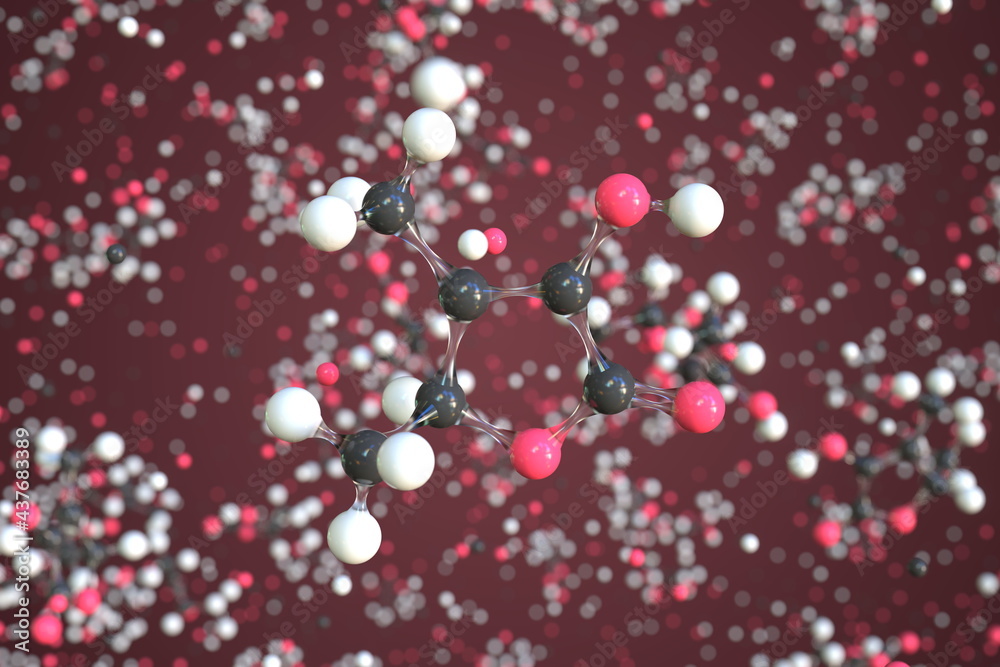 Molecule of sotolone, conceptual molecular model. Scientific 3d rendering Molecule of sotolone, conceptual molecular model. Scientific 3d rendering