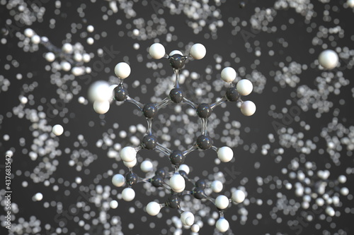 Trimethylbenzene molecule, conceptual molecular model. Chemical 3d rendering photo