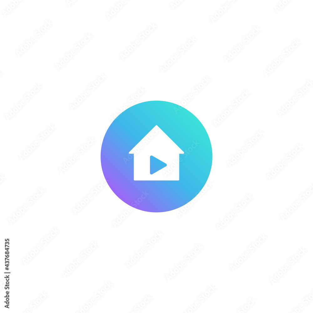 House and Media Play Button. Vector illustration for graphic design, Web, UI, app. House and Media Play Button. Vector illustration for graphic design, Web, UI, app.