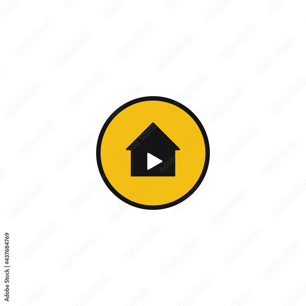 House and Media Play Button. Vector illustration for graphic design, Web, UI, app. House and Media Play Button. Vector illustration for graphic design, Web, UI, app.