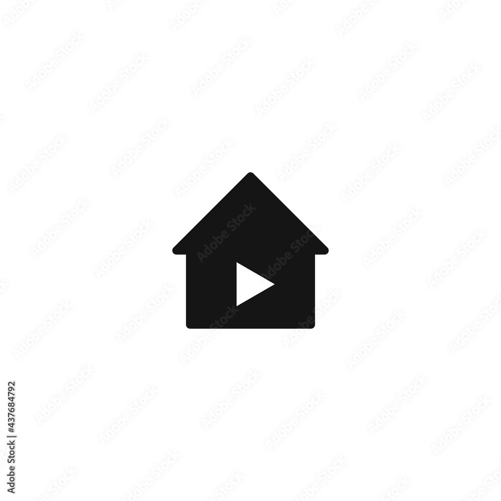 House and Media Play Button. Vector illustration for graphic design, Web, UI, app. House and Media Play Button. Vector illustration for graphic design, Web, UI, app.