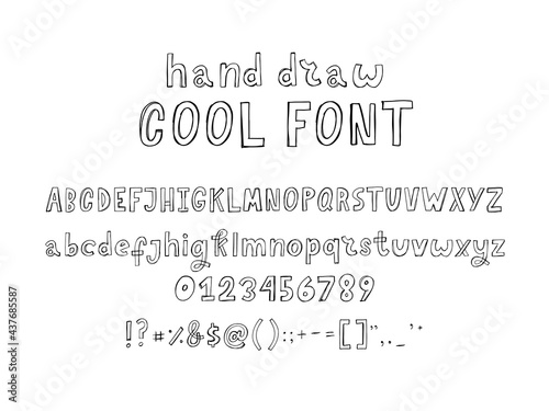 Hand drawn font Abstract doodle Vector illustration Space stars