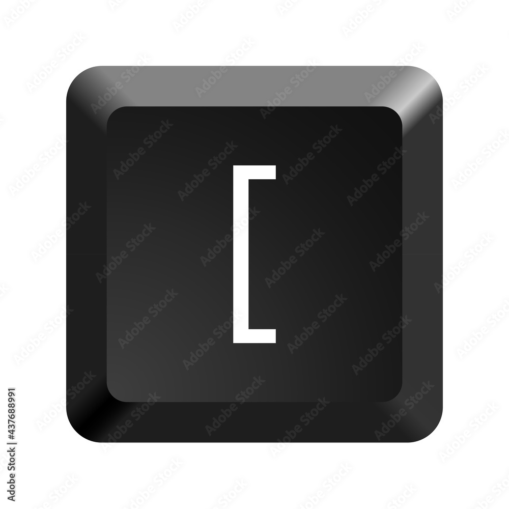 Button with symbol open or left square bracket. Icon Vector Illustration. Button with symbol open or left square bracket. Icon Vector Illustration.