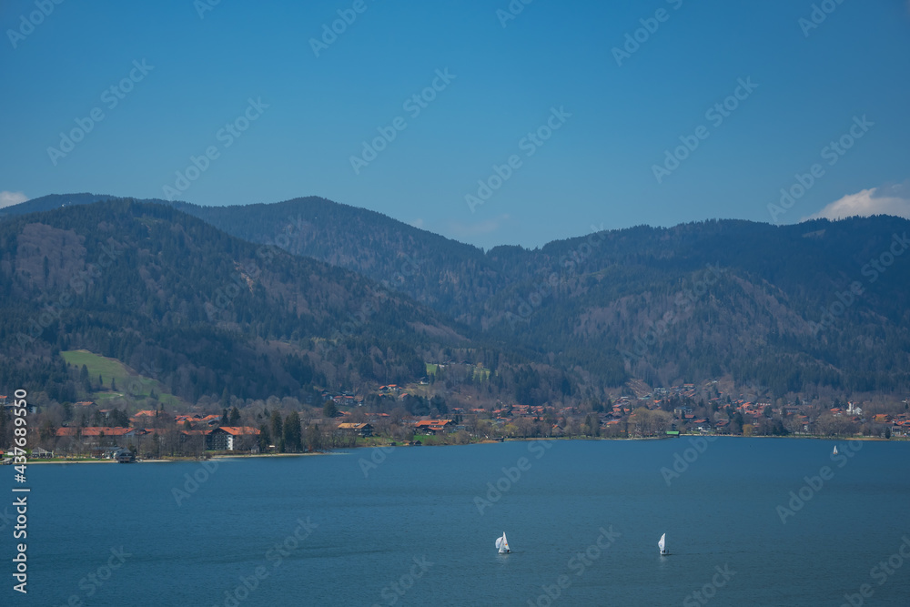 Tegernsee, Germany. Lake Tegernsee in Rottach-Egern (Bavaria). Aerial view of the lake 