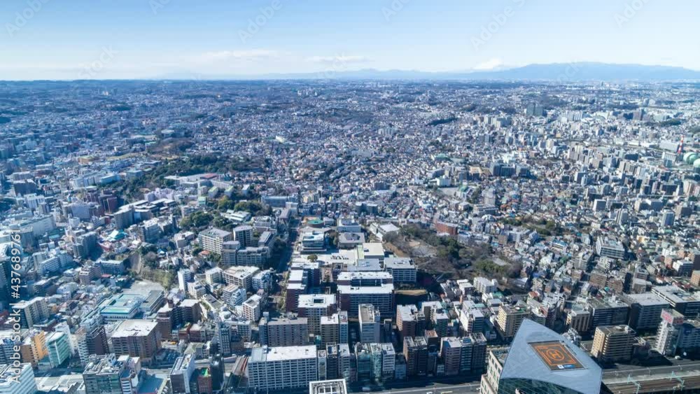 横浜タイムラプス 2021年 都市全景 ワイド地平線 横浜タイムラプス 2021年 都市全景 ワイド地平線