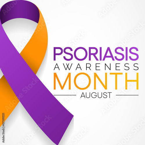 Psoriasis awareness month is observed every year in August, it is a skin condition that causes red, flaky, crusty patches of skin covered with silvery scales. Vector illustration