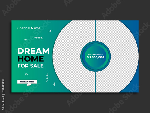 Editable real estate agency youtube thumbnail & video thumbnail template.