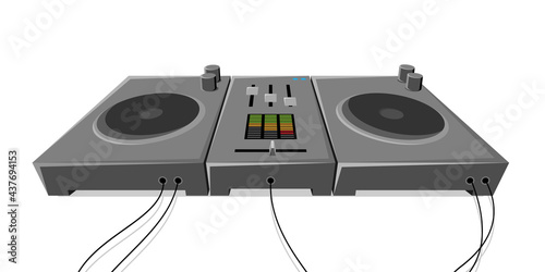 retro cartoon illustration of a turntable