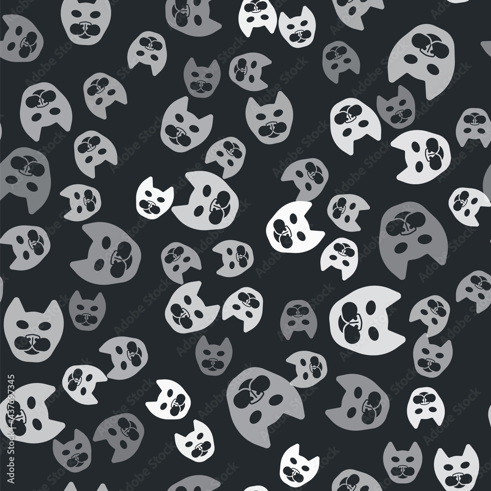 Grey Cat icon isolated seamless pattern on black background. Vector Grey Cat icon isolated seamless pattern on black background. Vector