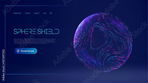 Sphere shield protect in abstract style. Virus protection bubble. Sphere lines technology background. Magic orb vector illustration.