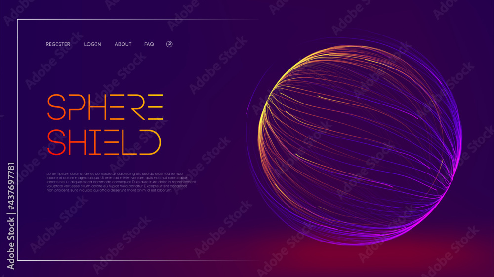 Sphere shield protect in abstract style. Virus protection bubble. Sphere lines technology background. Magic orb vector illustration.
