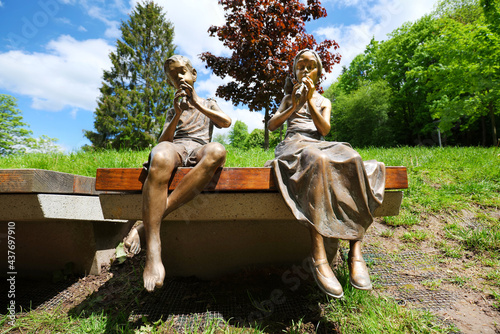 Peace and idyll in spring in the spa gardens of Bad Herrenalb in the Black Forest photo