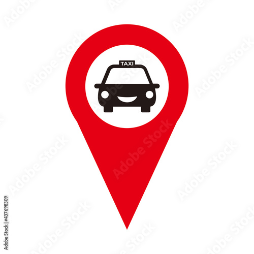 Taxi stop here, location marker icon vector illustration symbol