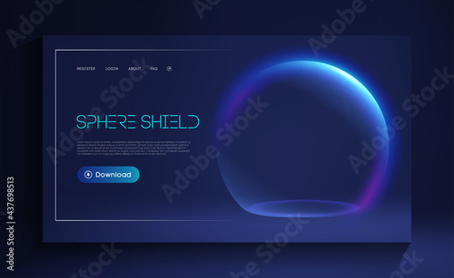 Sphere shield protect in abstract style. Virus protection bubble. Sphere lines technology background. Magic orb vector illustration. photo