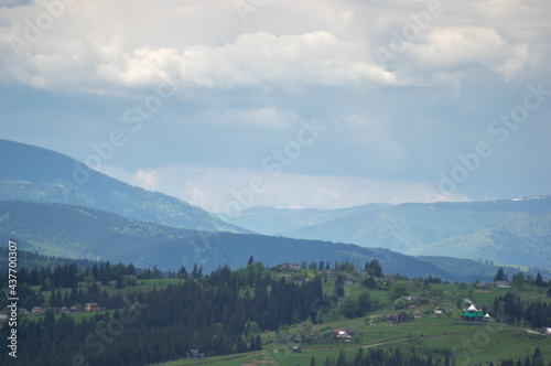 Beautiful spring panorama of the Carpathian mountains