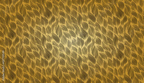 Gold wavy seamless vector pattern. Doodle hand drawn pattern seamless. Print pattern retro geometric tileable. Vector illustration.