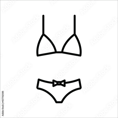 Woman underwear silhouette simple and minimalistic. Set of lingerie or swimsuit, Two-Piece Bikini on white background