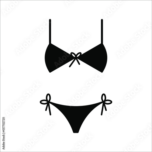 Woman underwear silhouette simple and minimalistic. Set of lingerie or swimsuit, Two-Piece Bikini on white background
