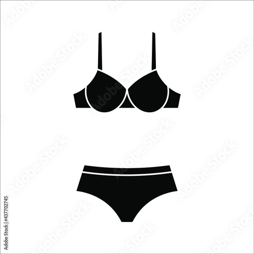 Woman underwear silhouette simple and minimalistic. Set of lingerie or swimsuit, Two-Piece Bikini on white background