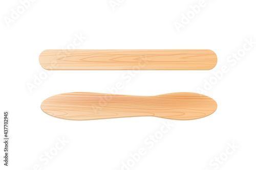 Realistic wooden or plastic sticks.For ice cream or frozen juice, covid test, or medical throat examination.