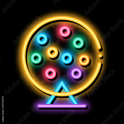 Lottery Drum neon light sign vector. Glowing bright icon Lottery Drum sign. transparent symbol illustration