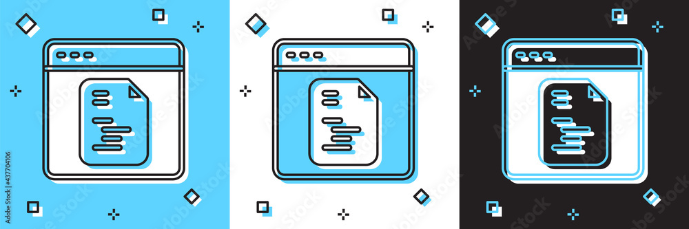 Set Software, web developer programming code icon isolated on blue and white, black background. Javascript computer script random parts of program code. Vector Set Software, web developer programming code icon isolated on blue and white, black background. Javascript computer script random parts of program code. Vector