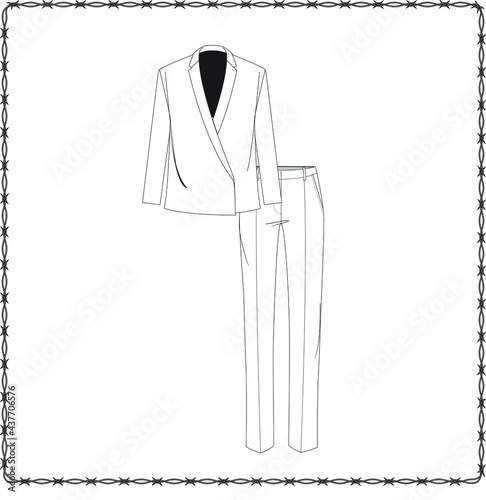 Editable fashion suits flat sketch for creating new designs mockup