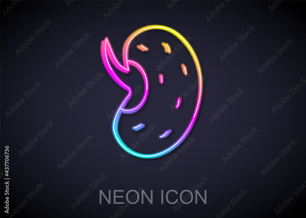 Glowing neon line Seeds of a specific plant icon isolated on black background. Vector Glowing neon line Seeds of a specific plant icon isolated on black background. Vector