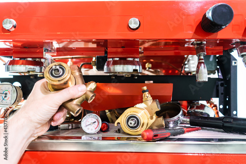 repair of the coffee machine photo. disassembled coffee machine