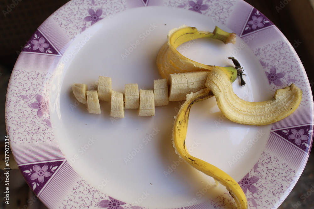 Banana Cut on A Plate Banana Cut on A Plate