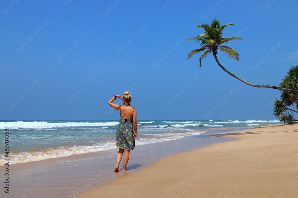 pretty girl on a dream beach with palm trees - Sri Lanka, Asia pretty girl on a dream beach with palm trees - Sri Lanka, Asia